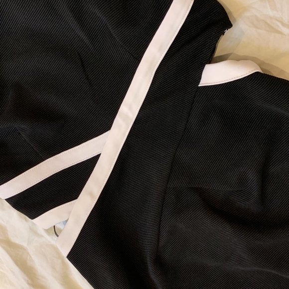 Black and White Professional Formal Dress with Cutout Waist - Picture 3 of 4